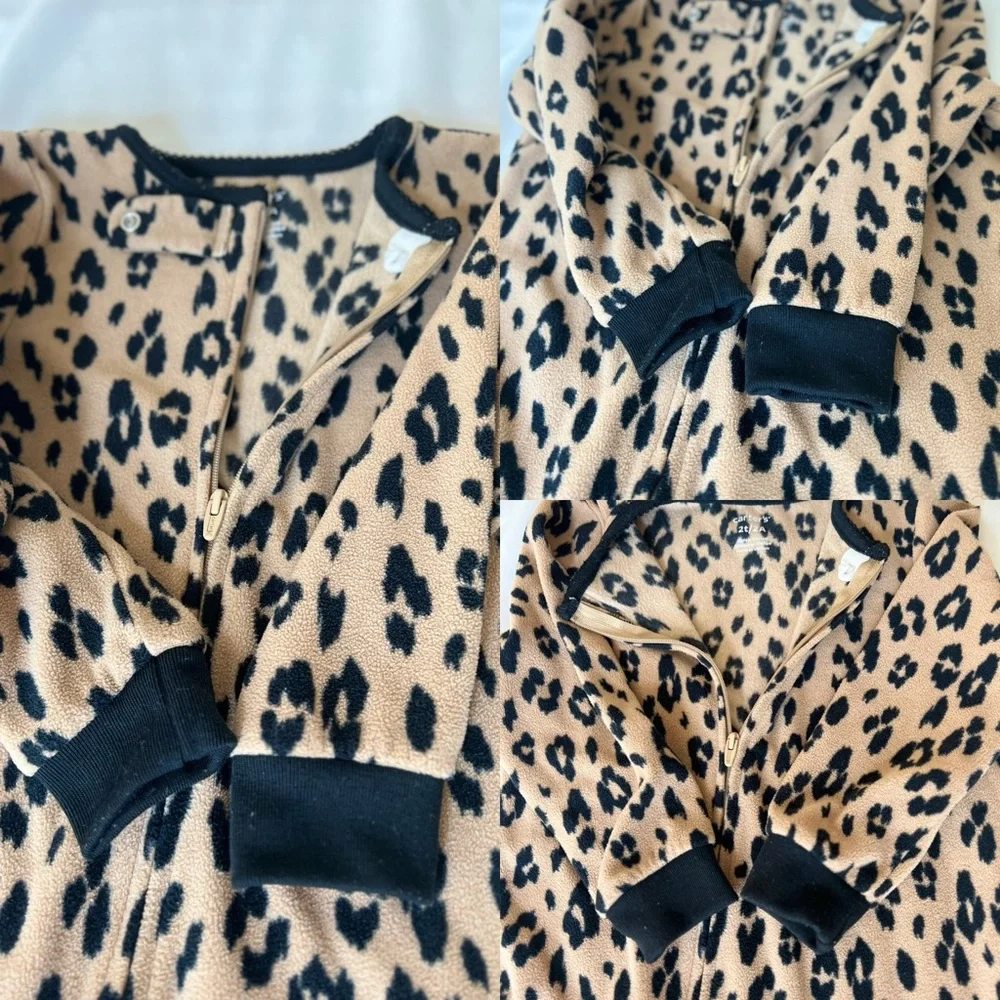 Baby Girls‎ One-Piece Leopard-Print Fleece Footed Pajamas 2T